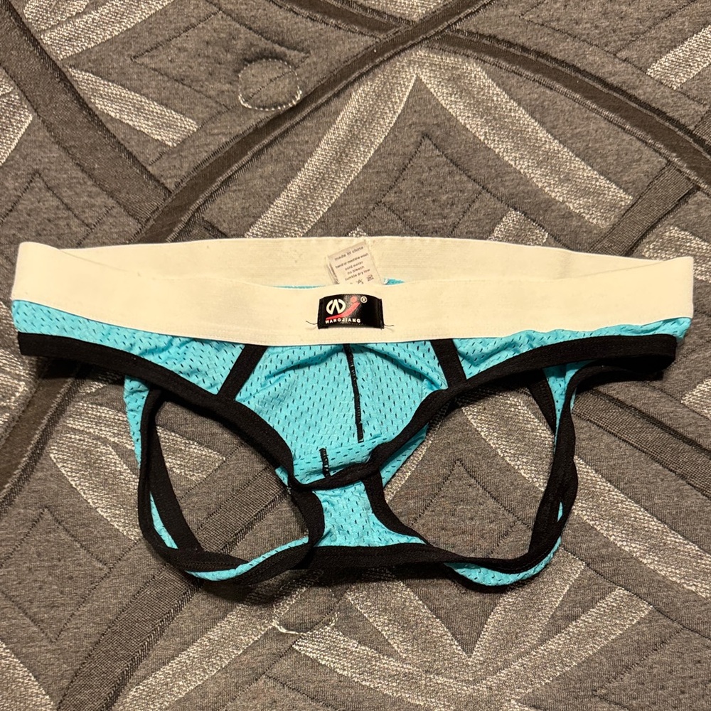 Blue and White Mesh Briefs jock